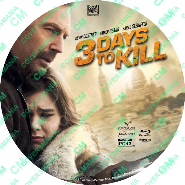 3 Days to Kill (2014) Labels Bluray de 3 Days to Kill (2014)