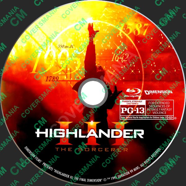 Highlander III The Sorcerer (1994) Labels Bluray de Highlander III The Sorcerer (1994)